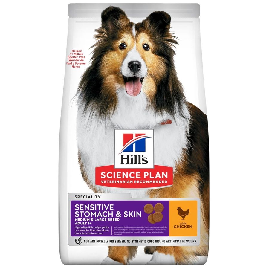 Hill's Science Plan Sensitive Stomach & Skin Medium Adult Dog Dry Food Chicken 14kg