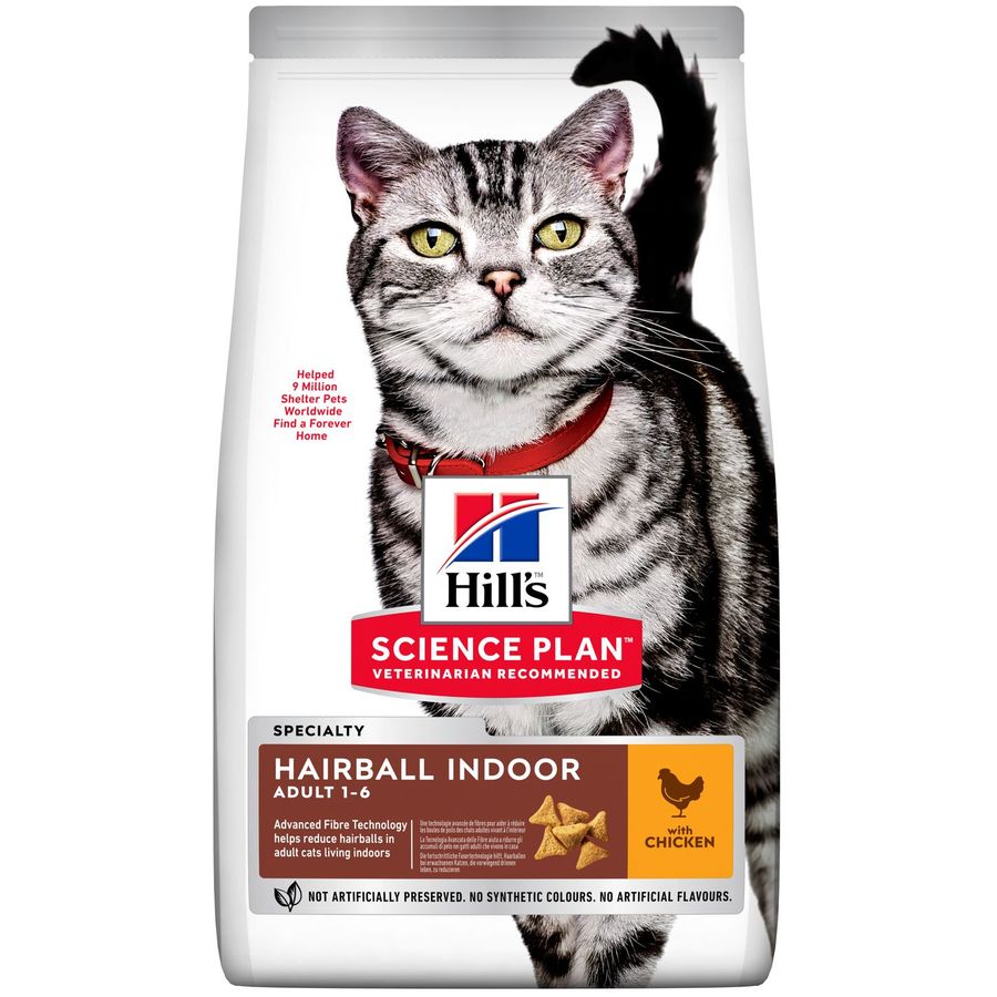 Hill's Science Plan Hairball Indoor Cat Dry Food Chicken 1.5kg