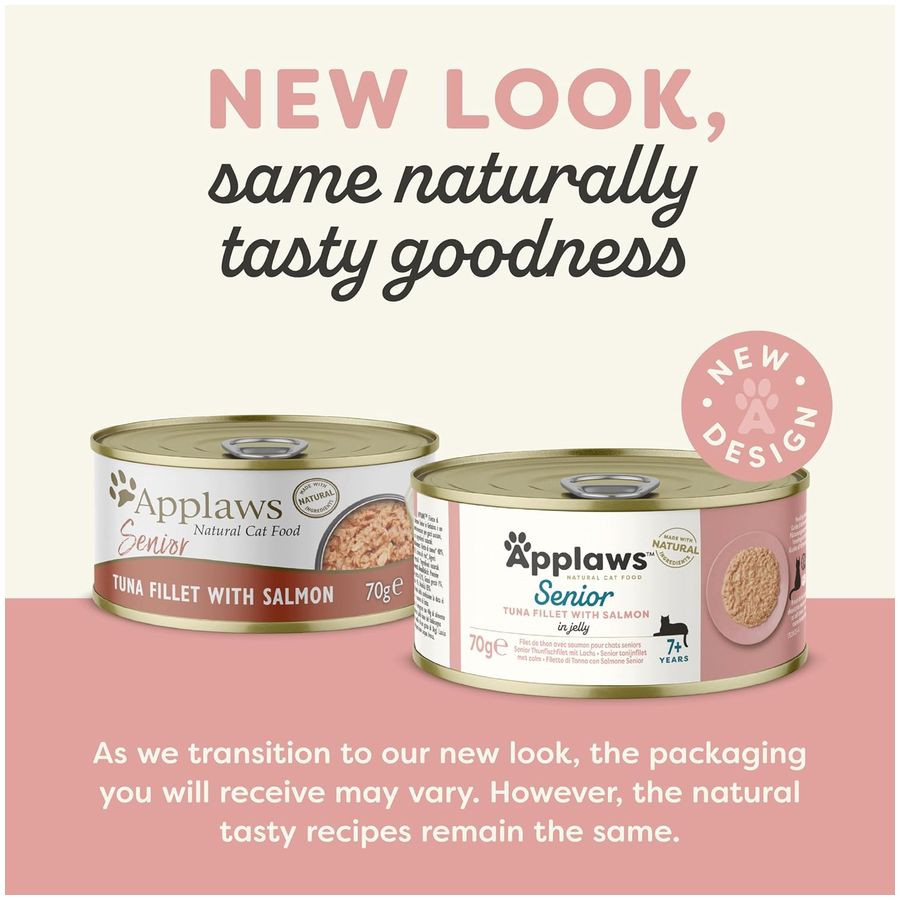 Applaws Wet Senior Cat Food Tuna Fillet with Salmon in Jelly 70g Tin