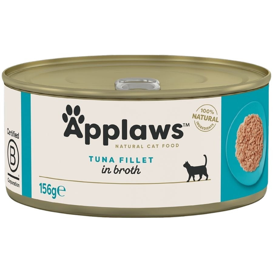 Applaws Wet Adult Cat Food Tuna Fillet in Broth 156g Tin