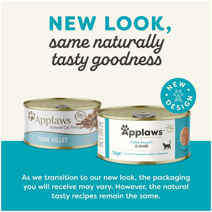 Applaws Wet Adult Cat Food Tuna Fillet in Broth 156g Tin