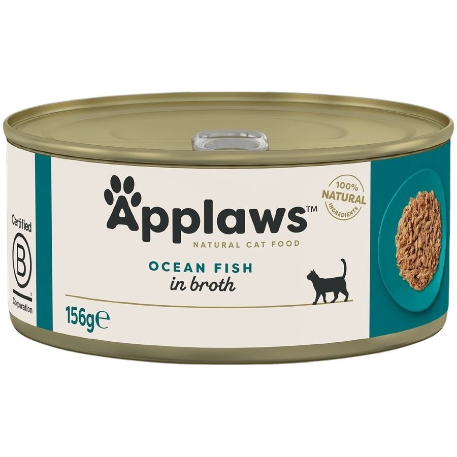 Applaws Wet Adult Cat Food Ocean Fish in Broth 156g Tin