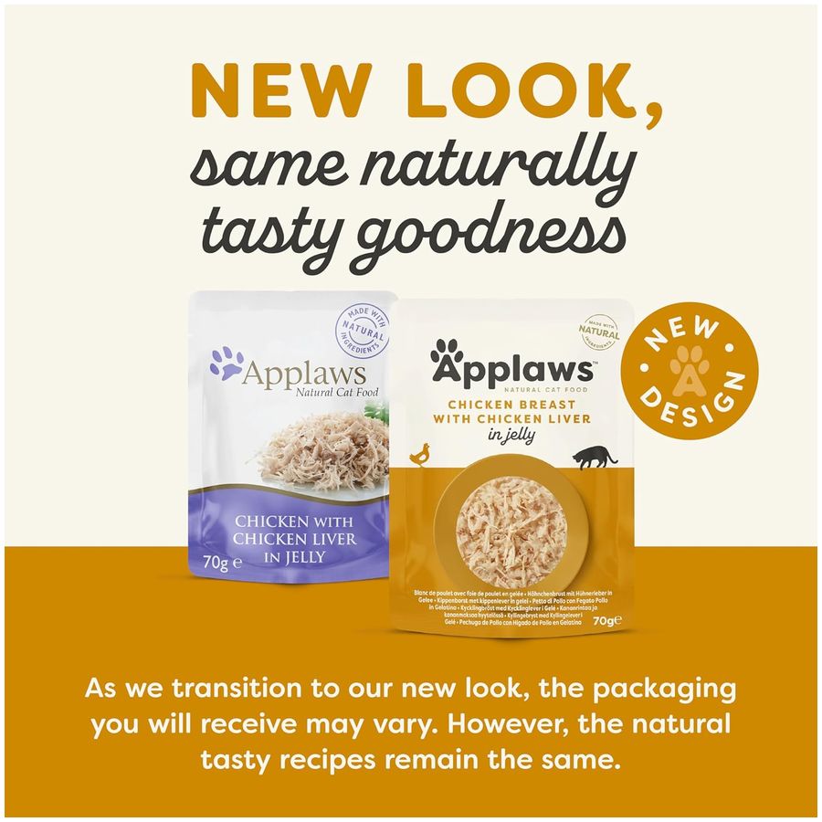 Applaws Wet Adult Cat Food Chicken Breast with Chicken Liver in Jelly 70g Pouch