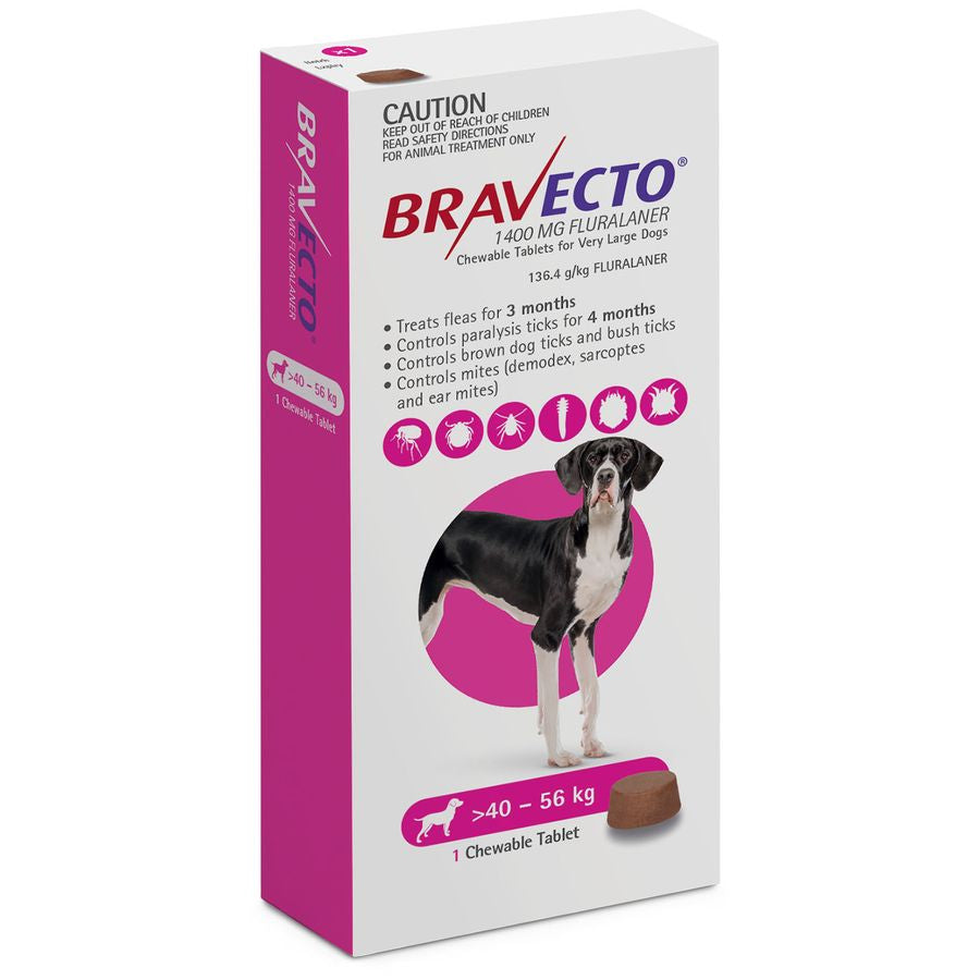 Bravecto Chewable Tablets for Very Large Dogs 1400mg (40-56kg)