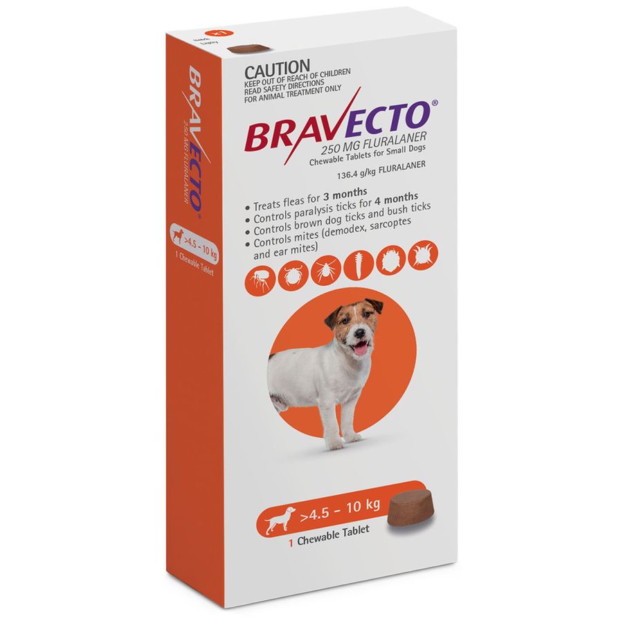 Bravecto Chewable Tablets for Small Dogs 250mg (4.5-10kg)