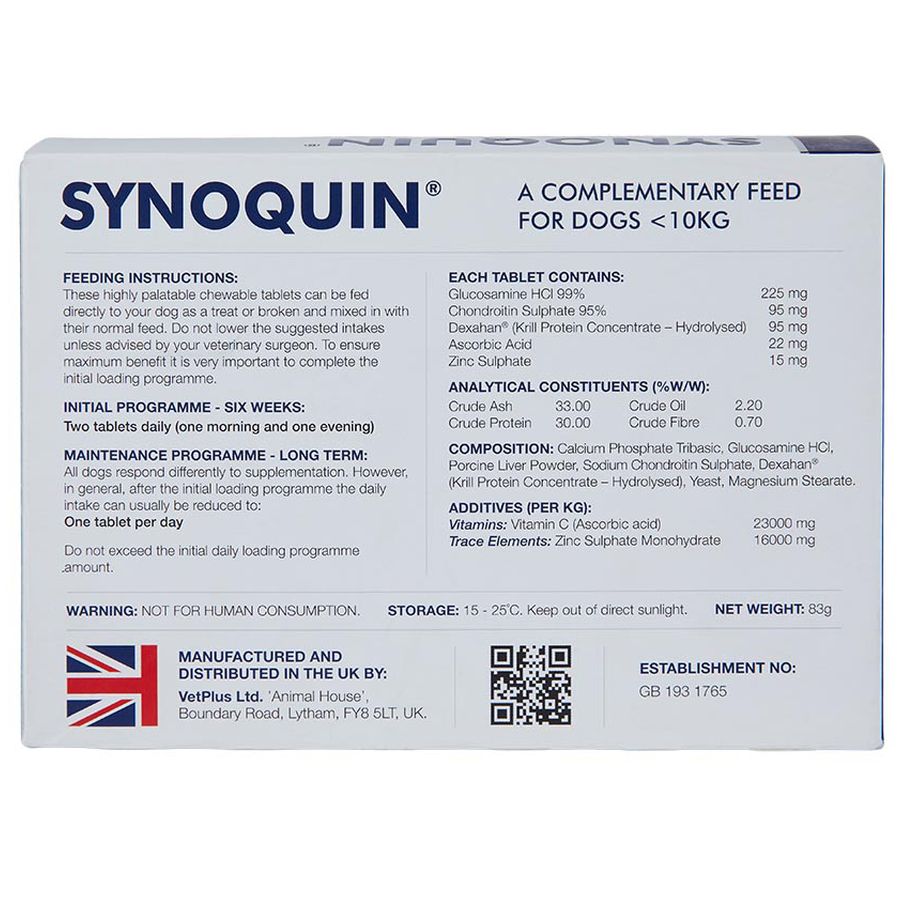 VetPlus Synoquin EFA Dog Small Breed per BOX of 30