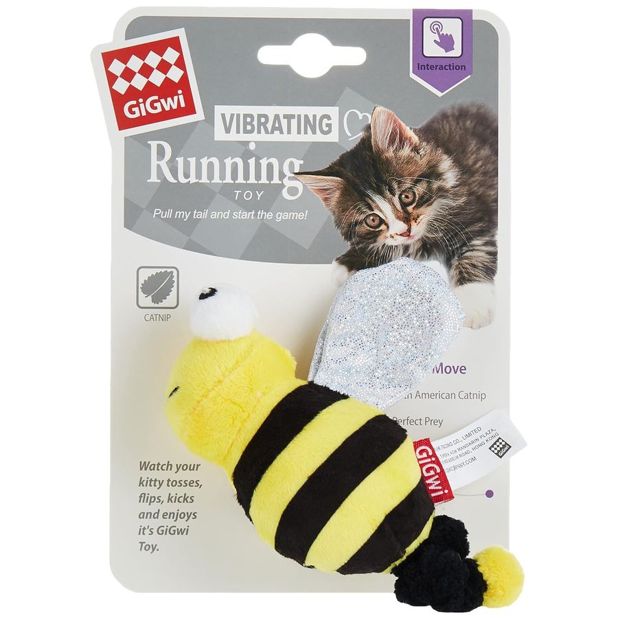 GiGwi Vibrating Running Bee with Catnip inside Yellow