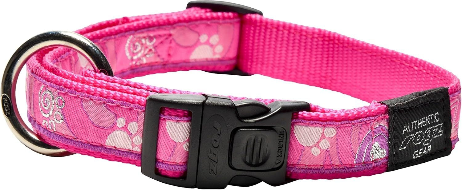 Rogz Pink Paw Collar - L