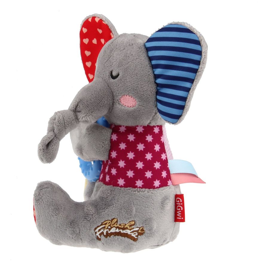 GiGwi Elephant Plush Friendz with Squeaker & TPR Ring