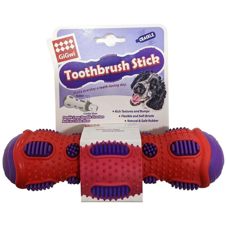 GiGwi Toothbrush Stick Rubber Dental Chew with Crackle Sound