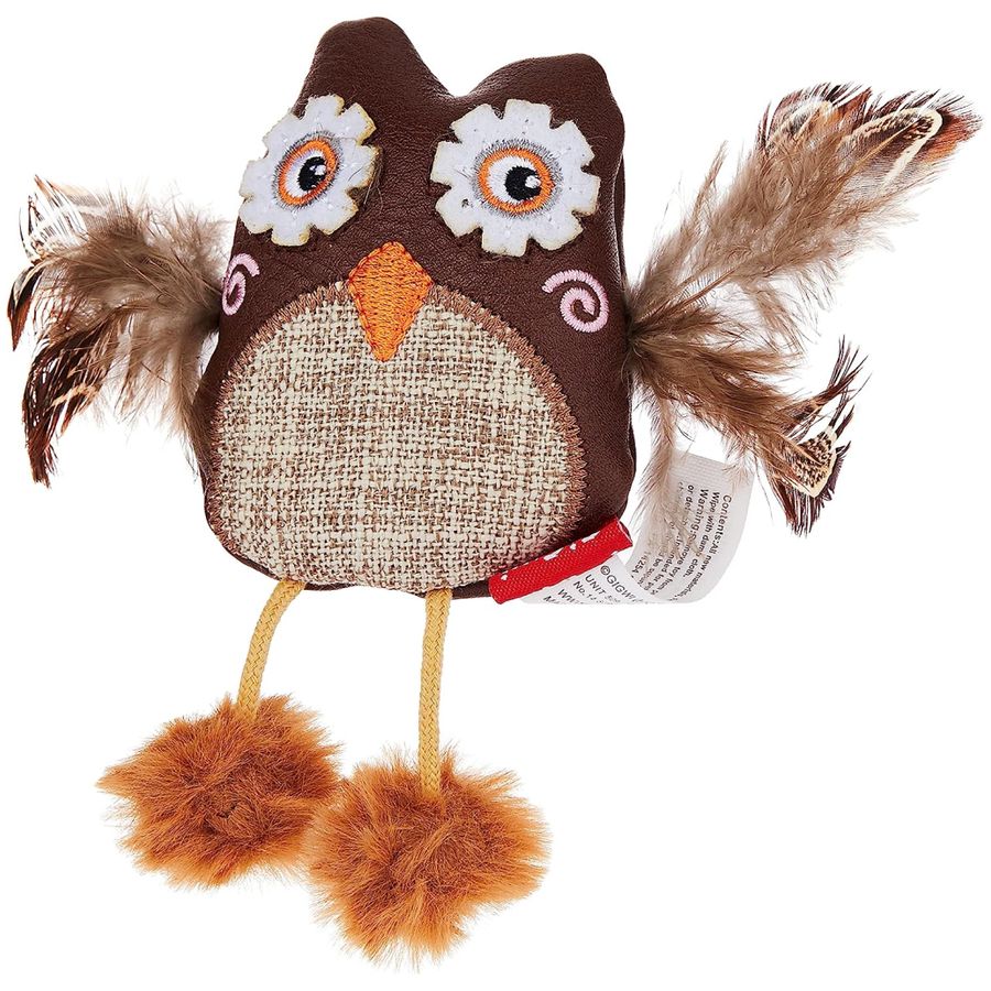 Gigwi Owl with Slivervine Leaves and Leatherette