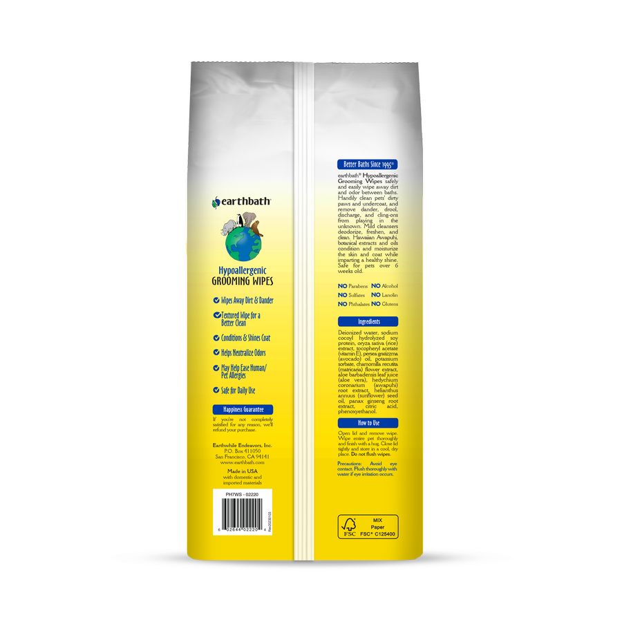 Earthbath Hypoallergenic Grooming Wipes 100pc