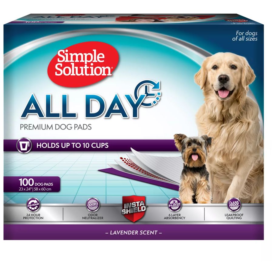Simple Solution All Day Dog Premium Pee Pads - Lavender - 100-piece pack