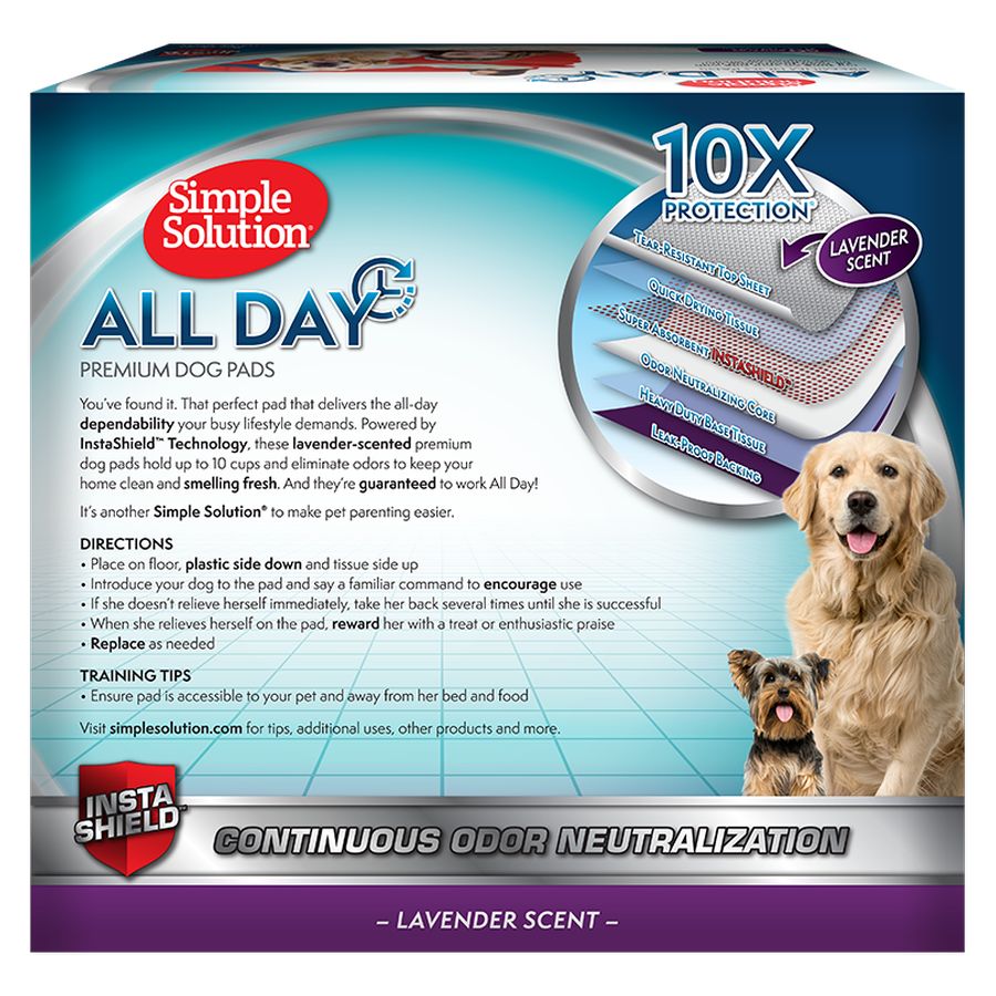 Simple Solution All Day Dog Premium Pee Pads - Lavender - 100-piece pack