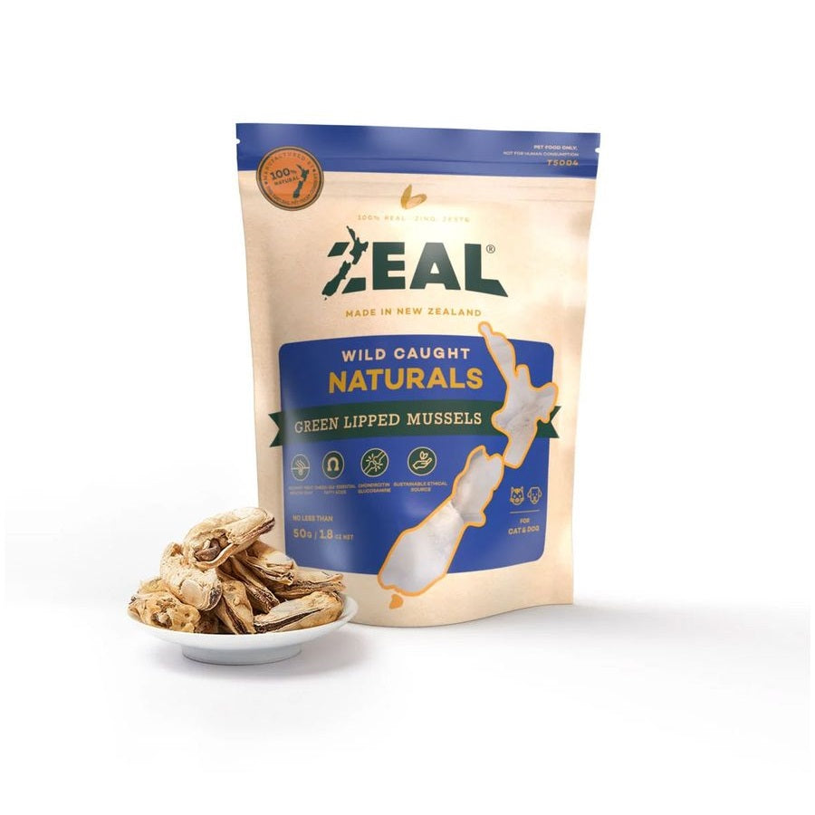 Zeal Green Lipped Mussels Dog & Cat Treats 50g pouch