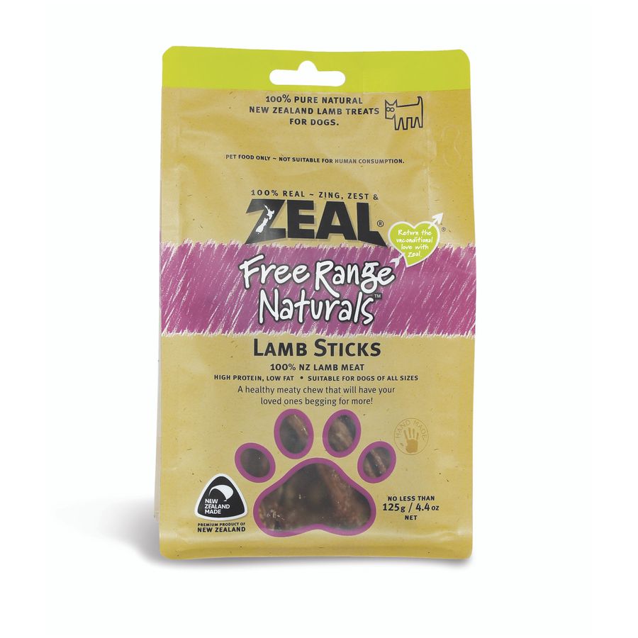 Zeal Lamb Sticks Dog Treats 125g pouch