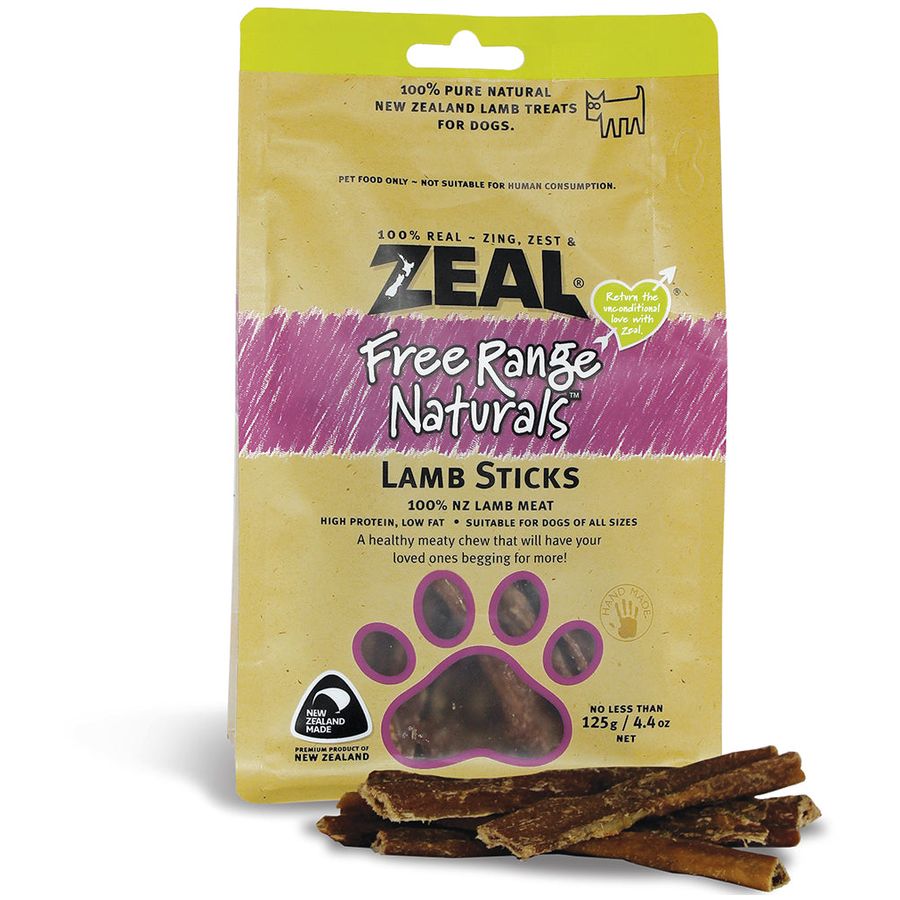Zeal Lamb Sticks Dog Treats 125g pouch