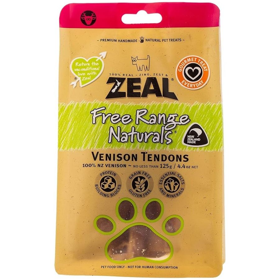 Zeal Venison Tendons Dog Treats 125g pouch