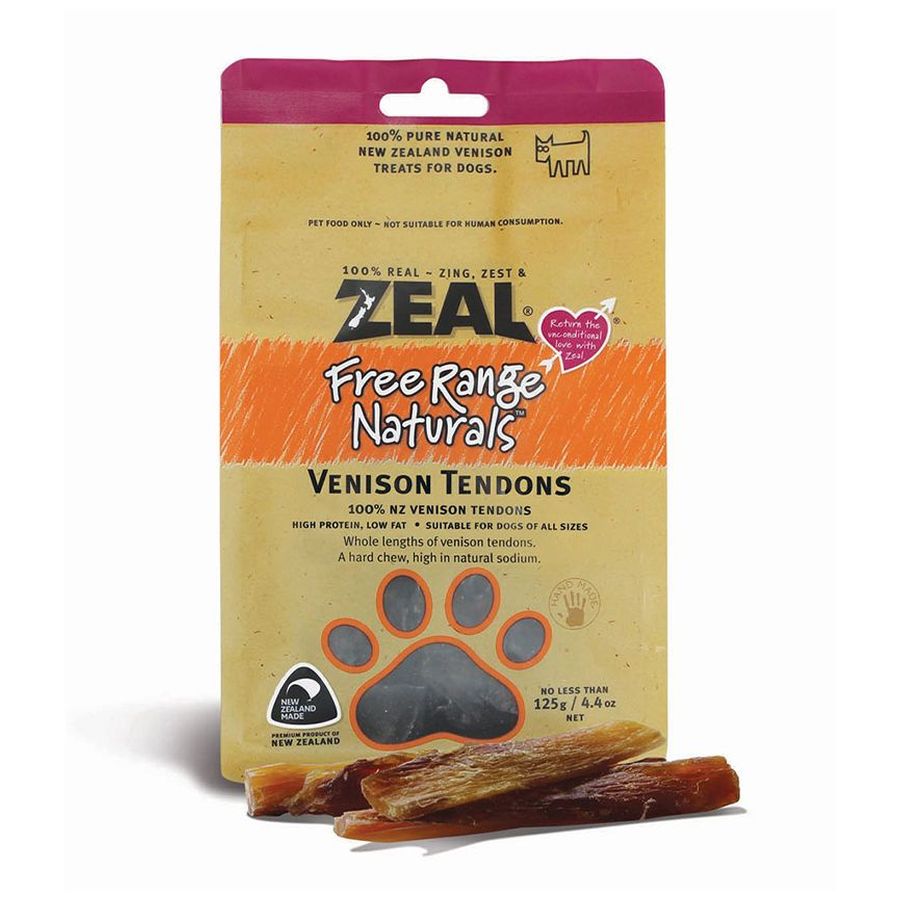 Zeal Venison Tendons Dog Treats 125g pouch