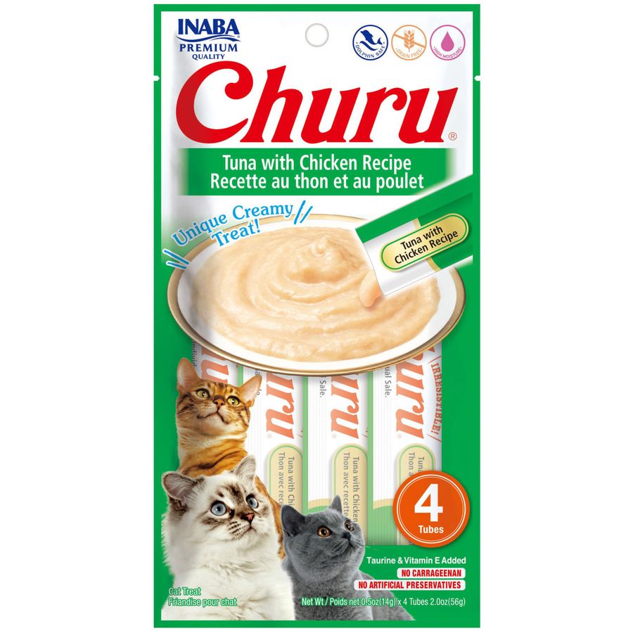 Inaba Churu Tuna with Chicken Cat Treats 4-piece pack