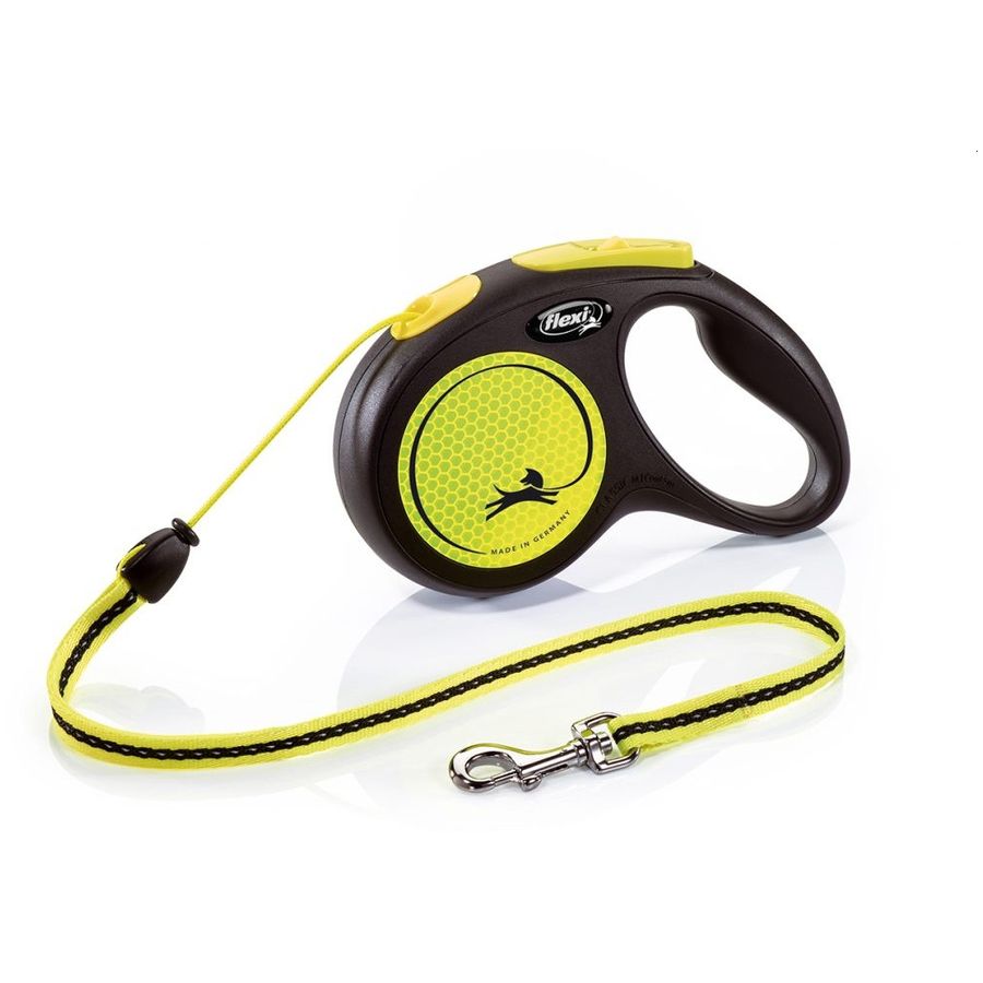 Flexi New Neon Retractable Tape Lead 5m - Medium - Yellow
