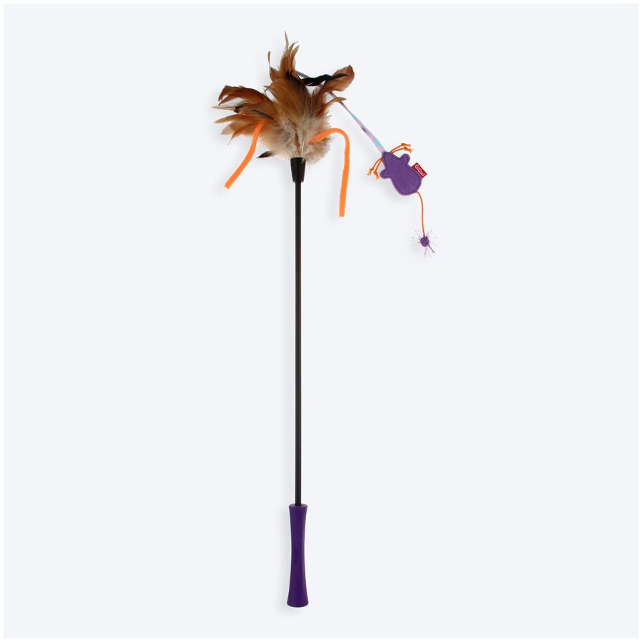 GiGwi Feather Teaser with Natural Plush Tail and Violet TPR Handle