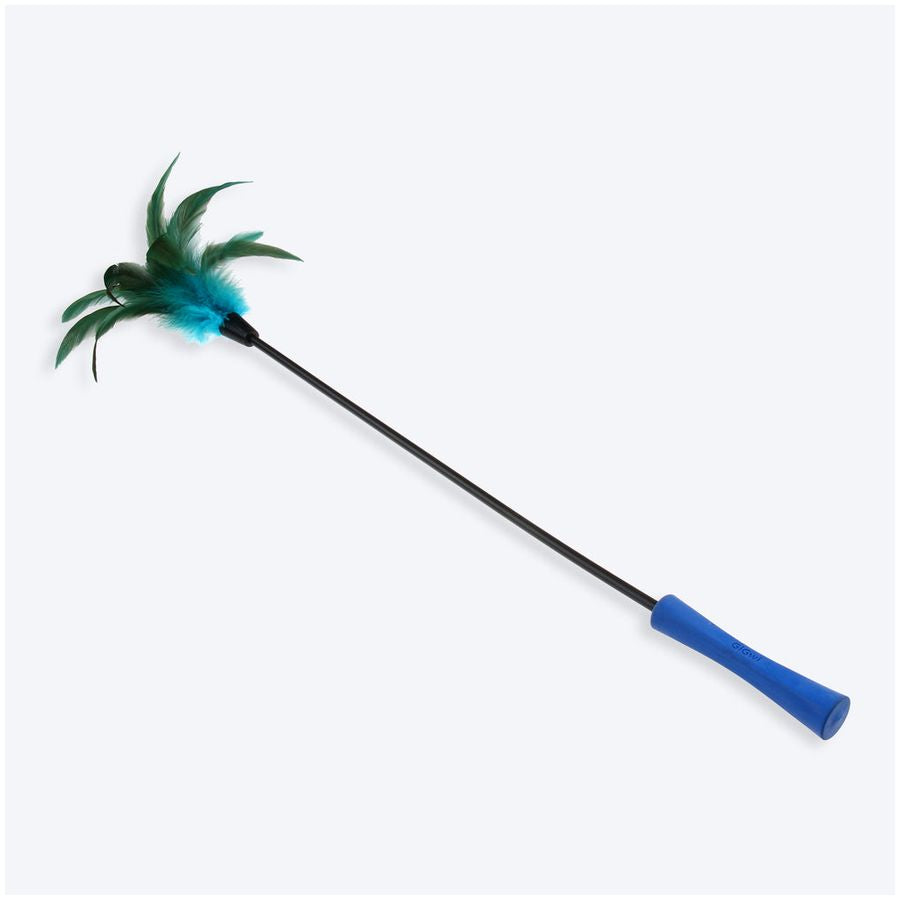 GiGwi Feather Teaser with Natural Plush Tail and Blue TPR Handle