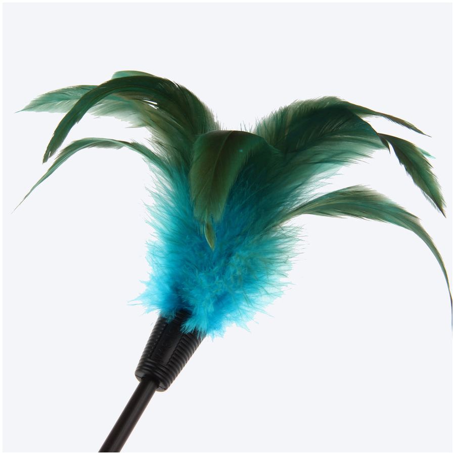 GiGwi Feather Teaser with Natural Plush Tail and Blue TPR Handle