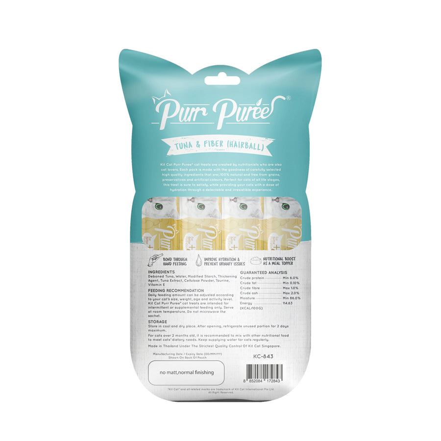 Kit Cat Purr Puree Tuna & Fiber (Hairball) 4x15g sachets