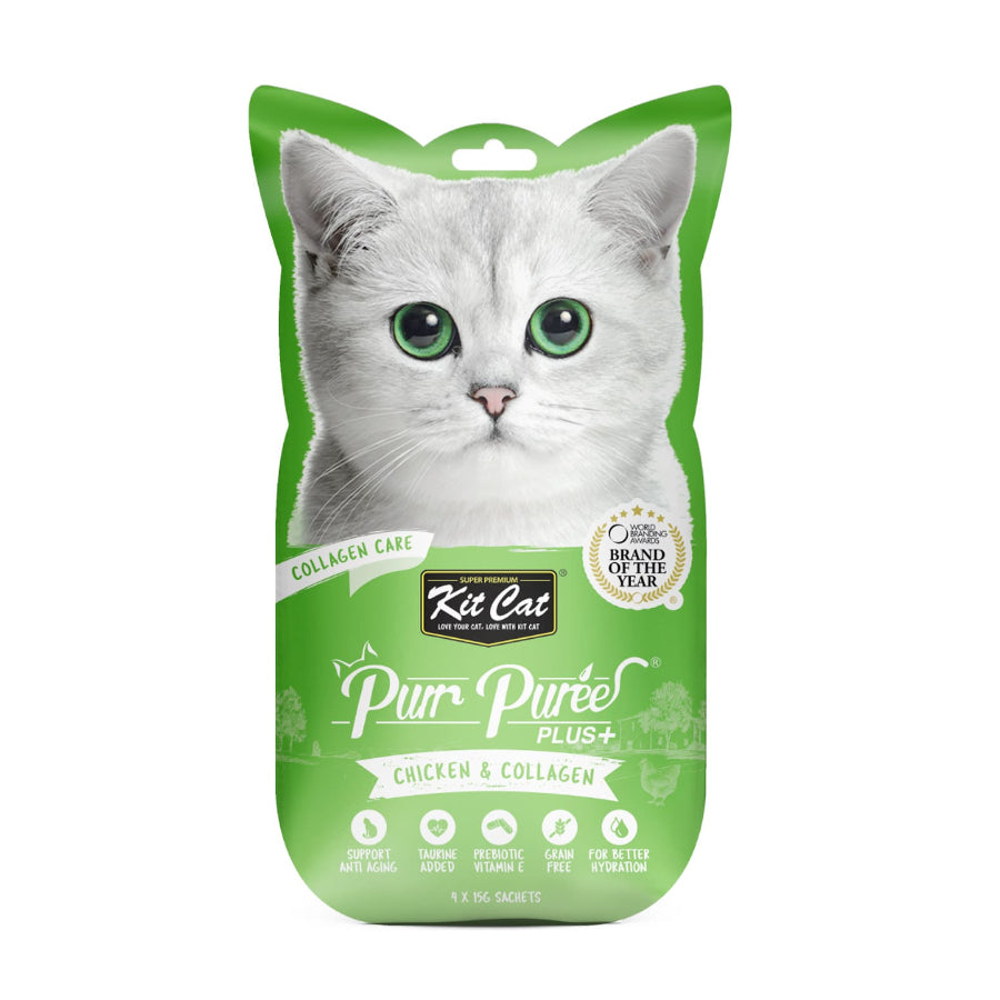 Kit Cat Purr Puree Plus+ Chicken & Collagen Care 4x15g sachets