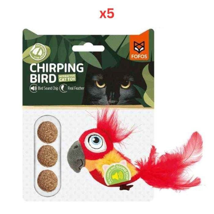 FOFOS Sound Chip Parrot with Catnip Balls Toy