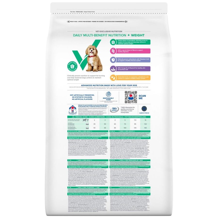 Hill's VE Multi-Benefit + Weight Neutered Adult Small & Mini Chicken 10kg bag