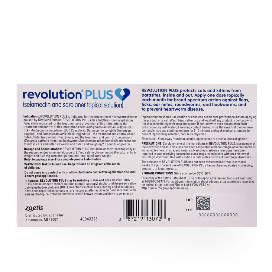 Revolution Plus Cats 1.27-2.5kg per pipette