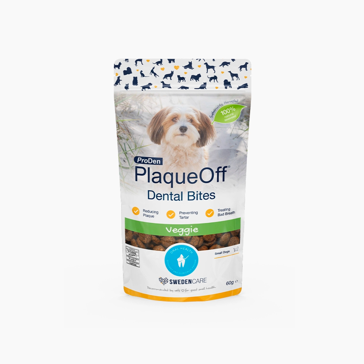 PlaqueOff Dental Bites Small Dogs Veggie 60g per pouch