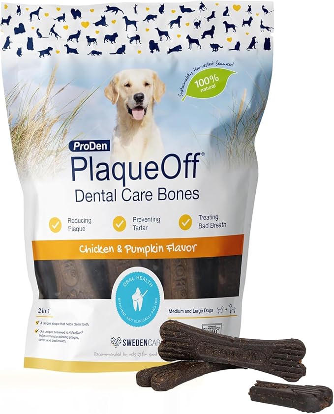 PlaqueOff Dental Care Bones 482g per pouch Chicken & Pumpkin