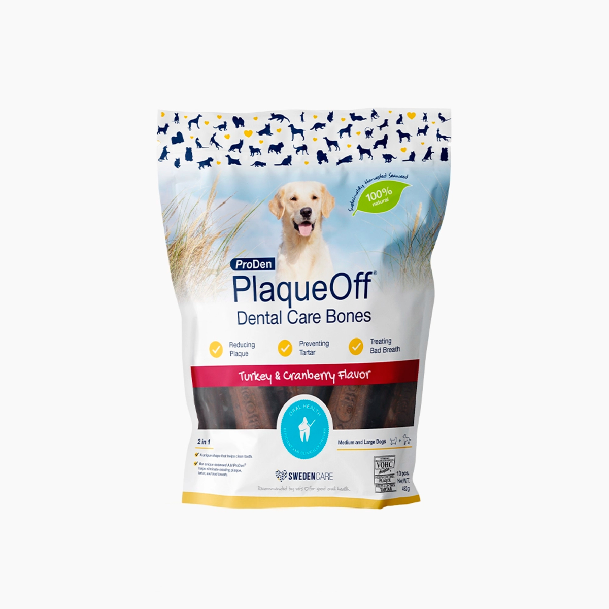 PlaqueOff Dental Care Bones 482g per pouch Turkey & Cranberry