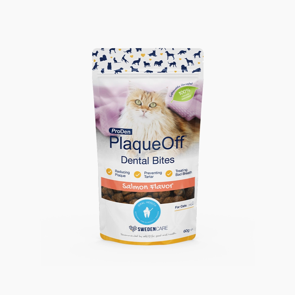 PlaqueOff Dental Bites Cats Salmon 60g per pouch