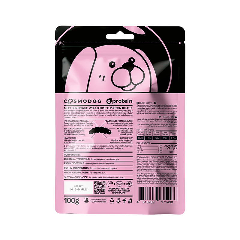 Cosmo Treats for Dogs Duck Jerky 100g per pouch