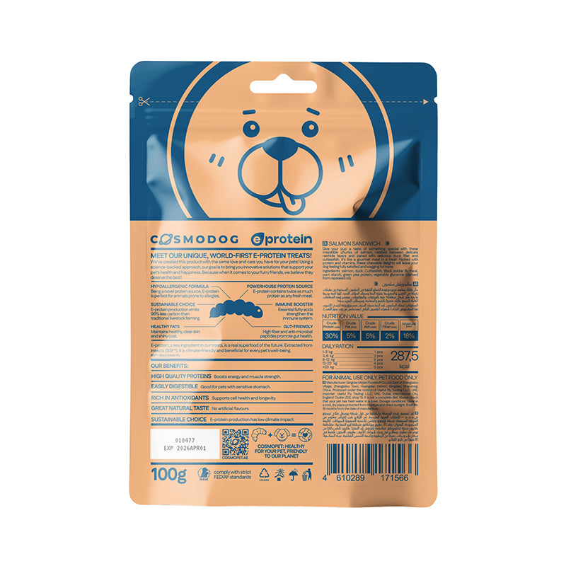 Cosmo Treats for Dogs Salmon Sandwich 100g per pouch