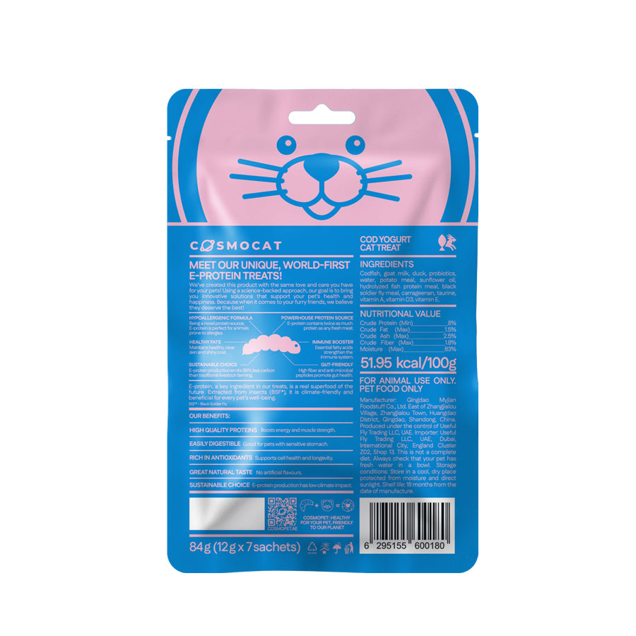 Cosmo Treats for Cats Cod yogurt 84g per box
