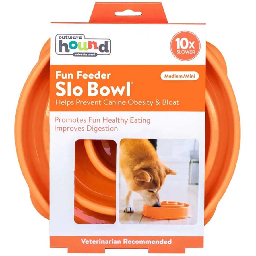 Fun Feeder Slo Bowl - Medium - Orange Swirl