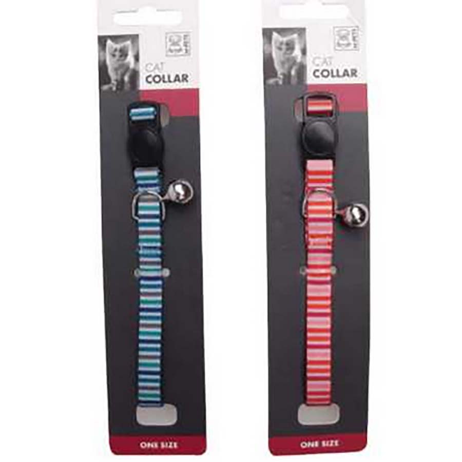 M-PETS Lines Cat Collar - Pink/Blue