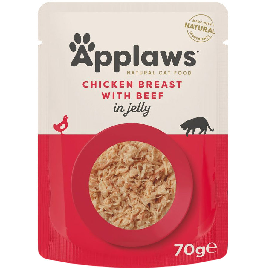 Applaws Wet Adult Cat Food Chicken Breast with Beef in Jelly 70g Pouch