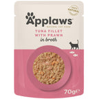 Applaws Wet Adult Cat Food Tuna Fillet with Prawn in Broth 70g Pouch