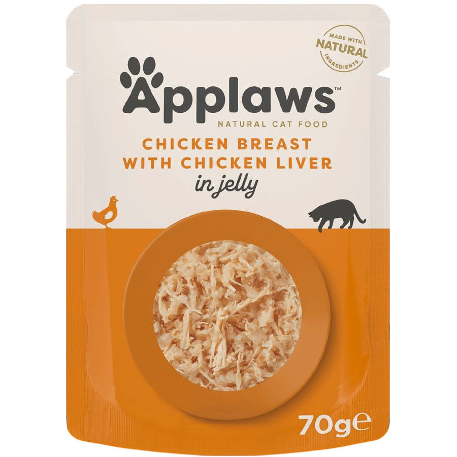 Applaws Wet Adult Cat Food Chicken Breast with Chicken Liver in Jelly 70g Pouch