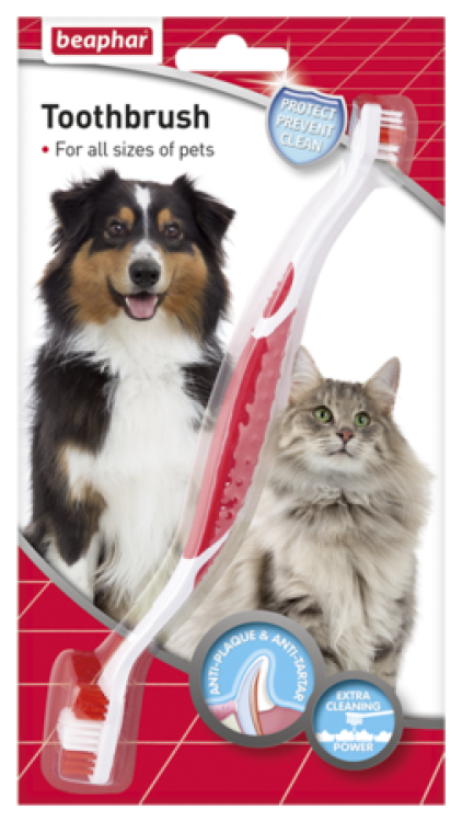 Beaphar Toothbrush - two-ended brush for dogs and cats